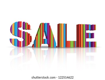 Creative sale text made of lines. 3d letters, EPS10 vector.
