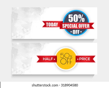 Creative Sale Website-Header oder Banner Set mit speziellen Rabatt Angebot.