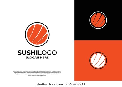 Creative Salmon Sushi Restaurant Logo Design