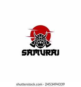 diseño creativo del logotipo del casco de guerrero samurai. fuerte, elegante, moderno y sofisticado
