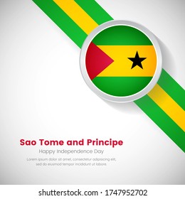 Creative Sao Tome and Principe national flag on circle. Independence day of Sao Tome and Principe country with classic background