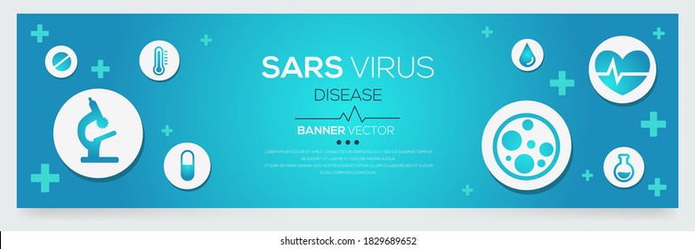 Creative (SARS Virus) disease Banner Word with Icons ,Vector illustration.	