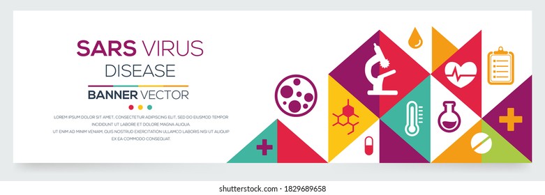 Creative (SARS Virus) disease Banner Word with Icons ,Vector illustration.	