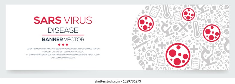 Creative (SARS Virus) disease Banner Word with Icons ,Vector illustration.	