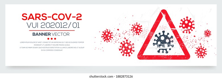 Creative (SARS-CoV-2 VUI 202012 01) Banner Word with Icons ,Vector illustration.