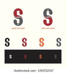 creative satan and saint logo in letter S