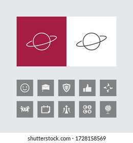 Creative Saturn Line Icon with Bonus Icons. 