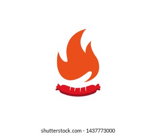 Creative Sausage Fire Logo Design Symbol Vector Illustration