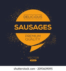 Creative (sausages) logo, sausages  sticker, vector illustration.