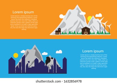Creative save ecological info graphic layout design with showing pollution and development elements.
