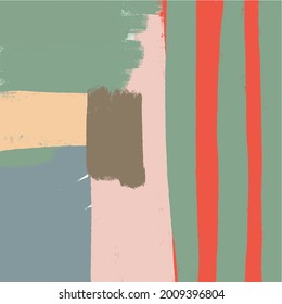 Creative Scandinavian decor in simple style with geometric shapes. Memphis design. Hand painted contemporary abstract art. 
