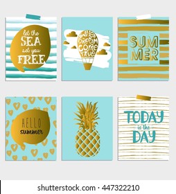 Creative Scandinavian Set of Greeting summer cards, Gift Tags, Stickers and Labels Templates and Typographic. Hand draw card