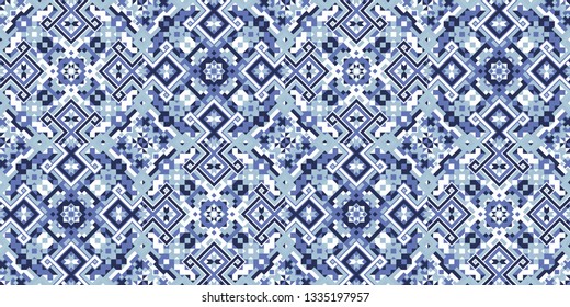 Creative scandinavian vector seamless pattern. Folklore geometric tile. Barbarian ornament. Modern aztec design.