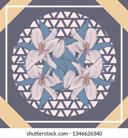 Creative Scarf Fashion for Printing with Floral Illustration