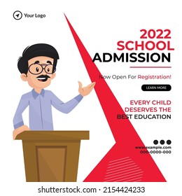 Creative school admission banner design template.