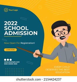 Creative school admission banner design template.