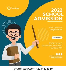 Creative school admission banner design template.