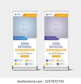 Creative school admission roll up banner design