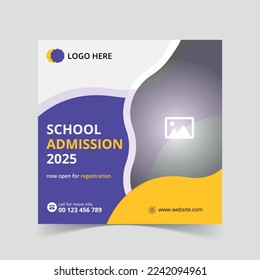 Creative School Admission Social Media Post design template
