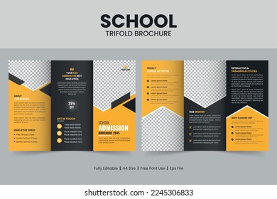 Creative school admission trifold brochure template design, Kids back to school education brochure, flyer layout, promotion banner
