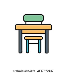 Creative School Desk Illustration Icon