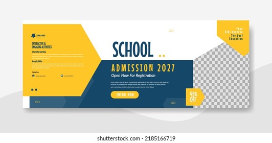 Creative School education Web banner template design Illustration Vector.