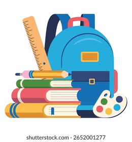 Creative School Essentials Illustration with Stationery and Backpack