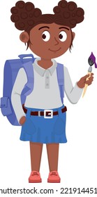 Creative school girl. cartoon kid student