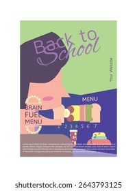 Creative School Menu Poster with Brain Food Items Like Math Sandwich and Science Smoothie