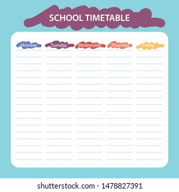 Creative school schedule card with paint