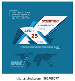 Creative science Infographic Template, Flyer,Banner, Corporate Brochure Design. vector map of the world. Vector template posters to the conference for print or website.