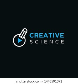 creative science logo. This logo incorporate with pencil and media in creative way. it will be suitable for media and science related company.