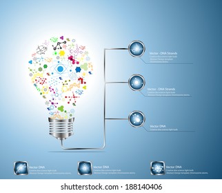 Creative science molecular DNA light bulb Abstract vector Eps10.