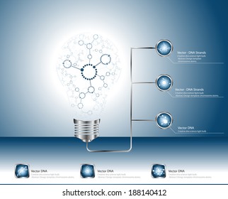 Creative science molecular DNA light bulb Abstract vector Eps10.