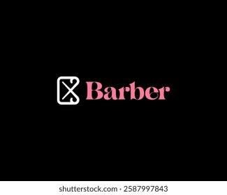 Creative scissor linear logo. A letter B sign. A barber hairdresser stylist vector logotype.