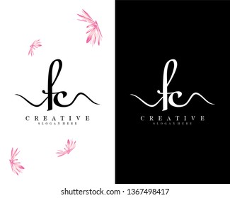 creative script fc, cf letter logo design vector