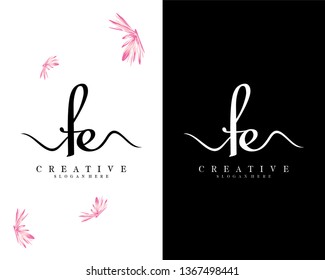 creative script fe, ef letter logo design vector