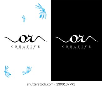 creative script font letter or, ro logo design template vector