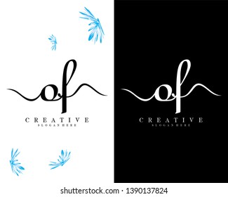 creative script font of, fo letter logo design template vector