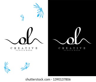 creative script font ol, lo letter logo design template vector