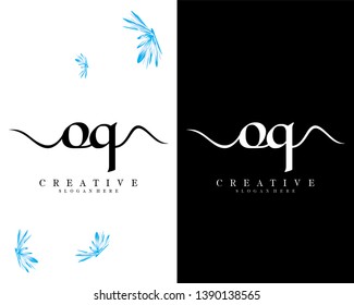 creative script font oq, qo letter logo design template vector