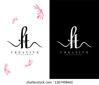 creative script ft, tf letter logo design vector