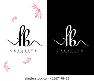 creative script letter fb, bf logo design vector