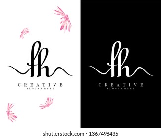 creative script letter fh, hf logo design vector