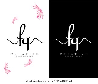 creative script letter fq, qf logo design vector