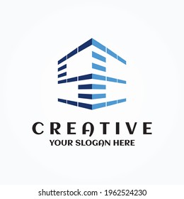 Creative SE letters building house logo design symbol