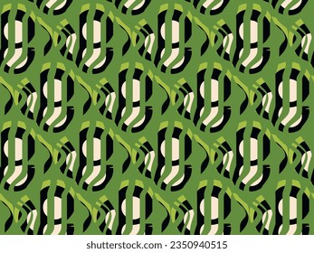 Creative seamless abstract print with fancy geometric shapes on a swamp-light green background. Original design. Abstract geometric pattern for trendy prints, fashion textiles, clothing, interior... 