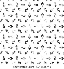 Creative seamless arrow pattern - hand drawn design. Vector tileable background