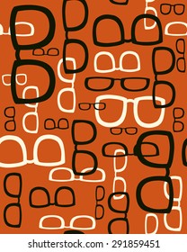 Creative seamless background with glasses. Abstract vector backdrop in black, white and green colors