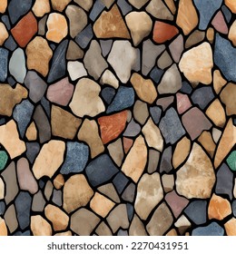 Creative seamless background made of natural stones, vector eps 10